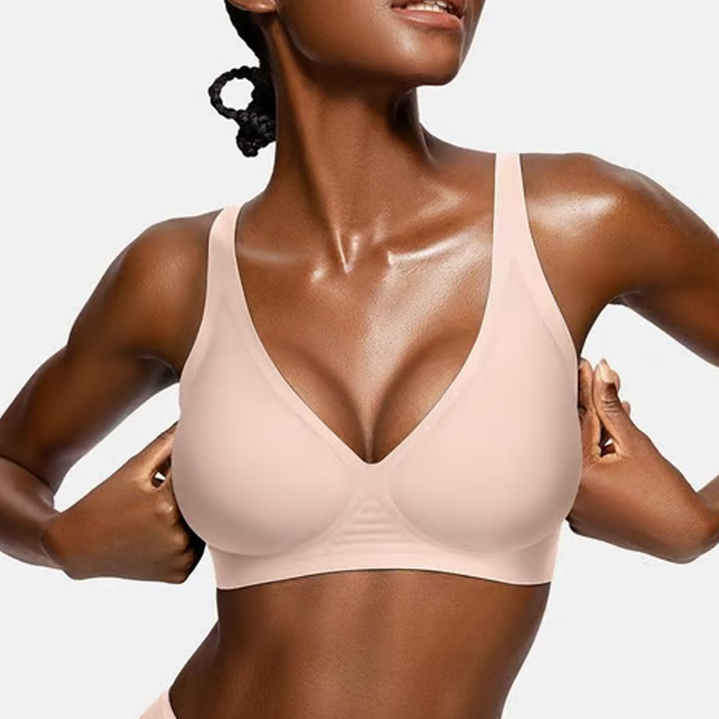Jelly Wireless Womens Comfortable Wireless Bras Push Up Bralettes Seamless Tshirts Bras Deep V Everyday Bras